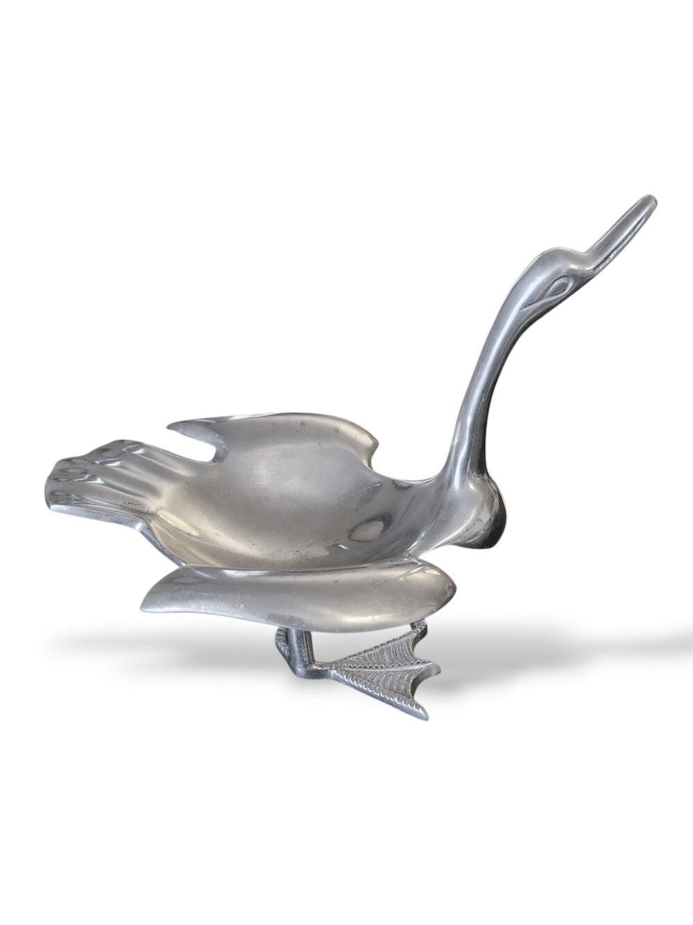 Vintage Pair of Silver-Tone Cast Aluminum Goose/Duck/Swan Trinket Bowls - Picture 3 of 10